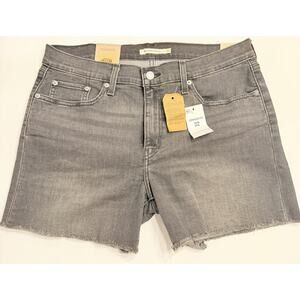 Levi’s Shorts Women’s Size 32 Mid Length Distressed Black Denim Frayed Hem